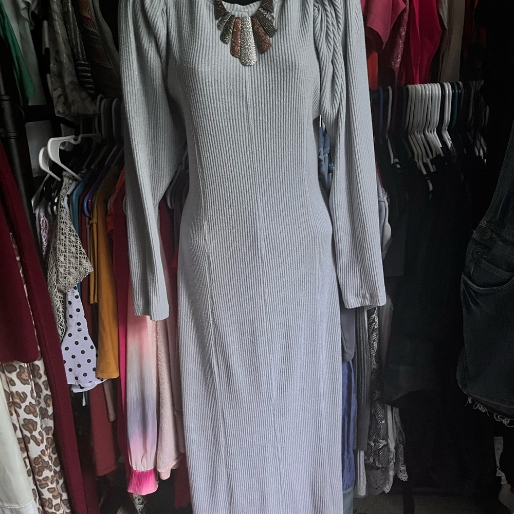 TOPSHOP grey sweater dress LONG Size 12
